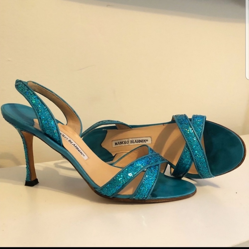 Turquoise Manolo Blahnik Sandals